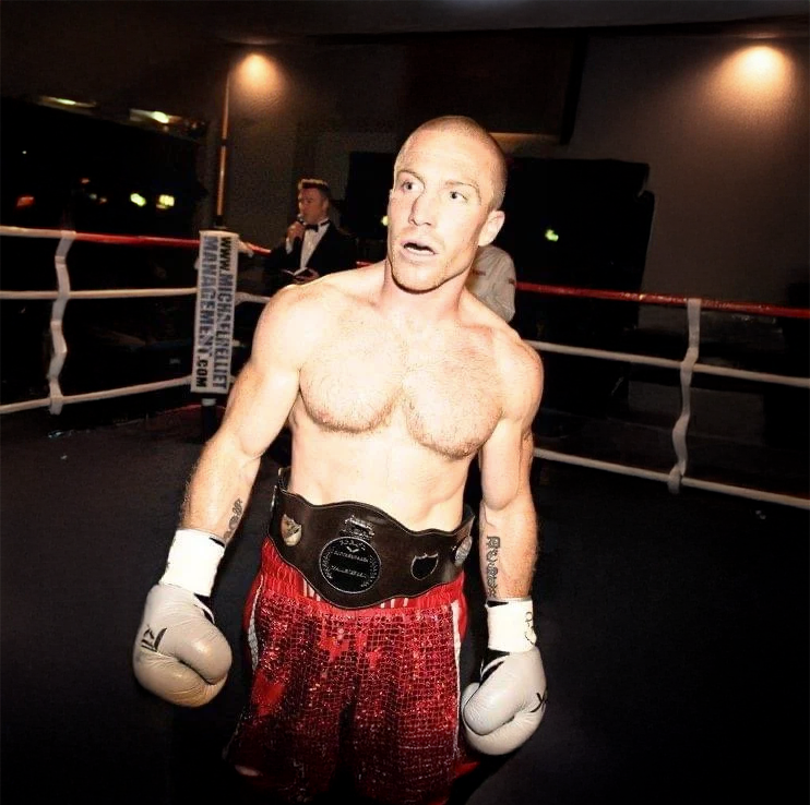Ben Murphy in the ring with the Southern Area title belt
